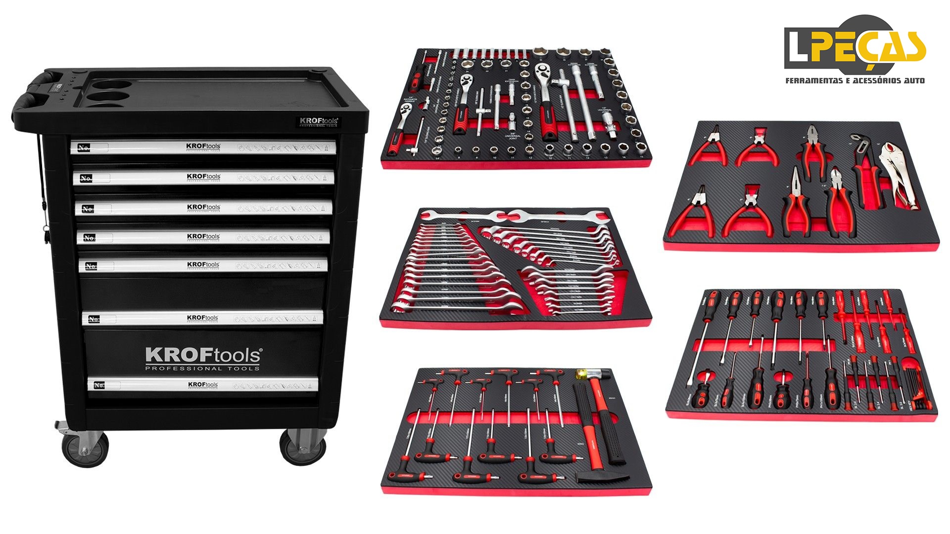 Carro Ferramentas 7 Gavetas 160 Peças