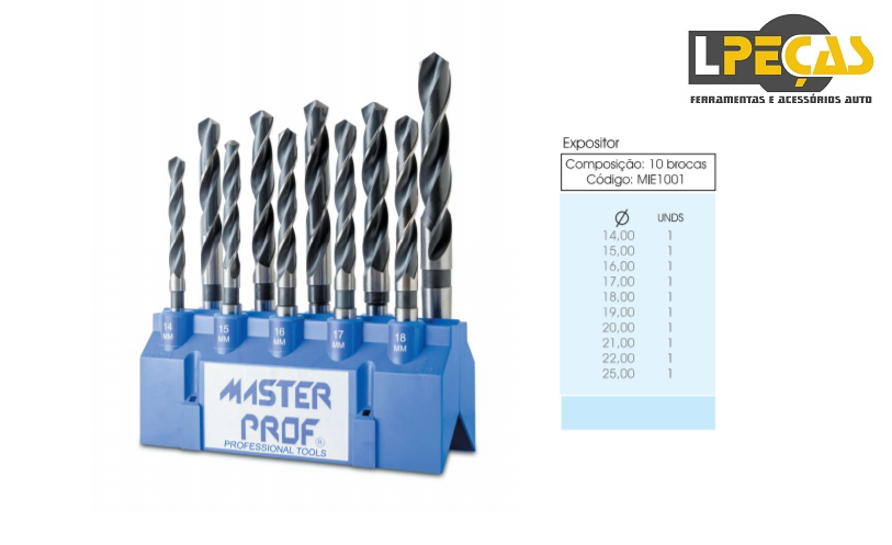 Expositor com Brocas Helicoidais HSS - 10 PCS