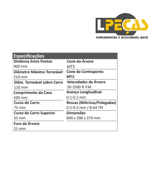 Torno Mecânico de Bancada 400 mm - Image 2